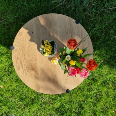 Table basse ronde en chêne massif