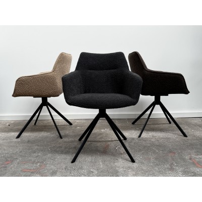 Vue complète chaise pivotante design en tissu bouclette Vue complète chaise pivotante design en tissu bouclette