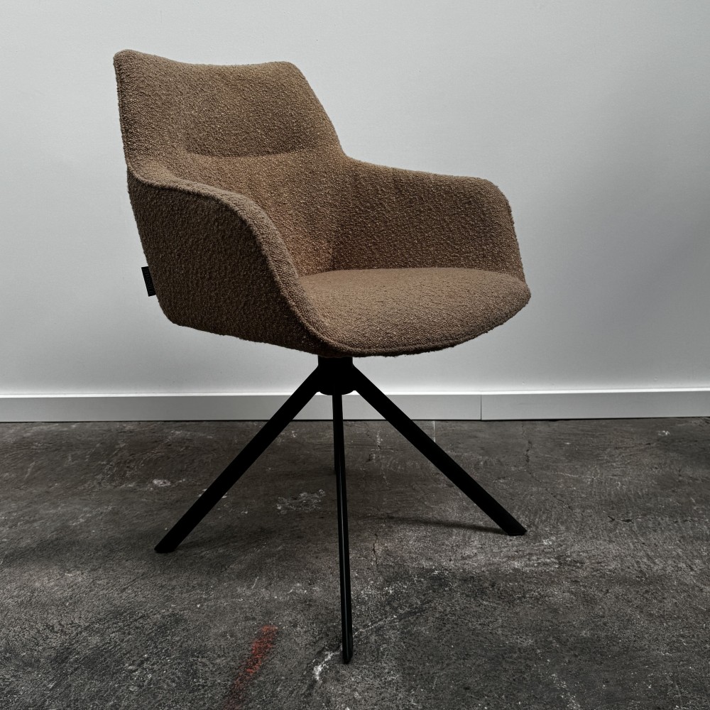 Chaise pivotante design quart de tour avec assise en bouclette beige Chaise pivotante design quart de tour avec assise en bouclette beige